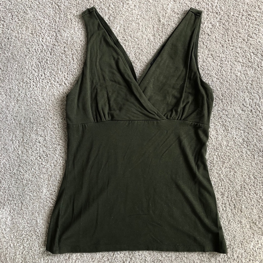 Women’s olive green shimmer sleeveless blouse